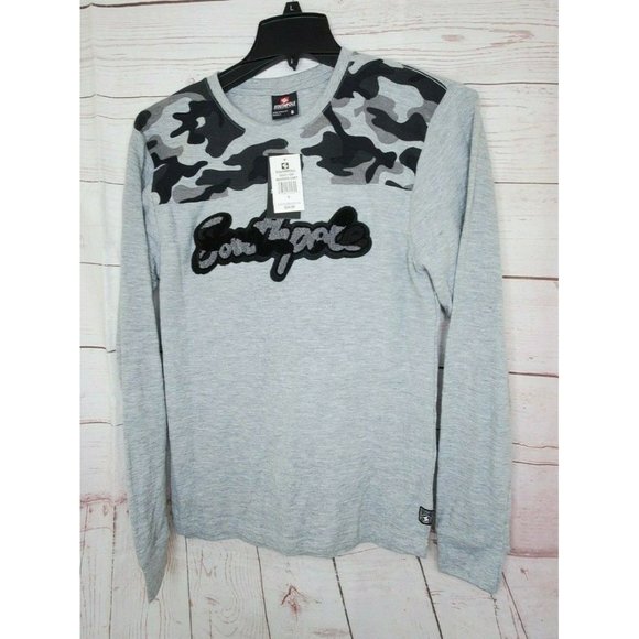 South Pole Authentic Collection Heather Grey Small Embroidered Long Sleeve Shirt - Picture 2 of 11